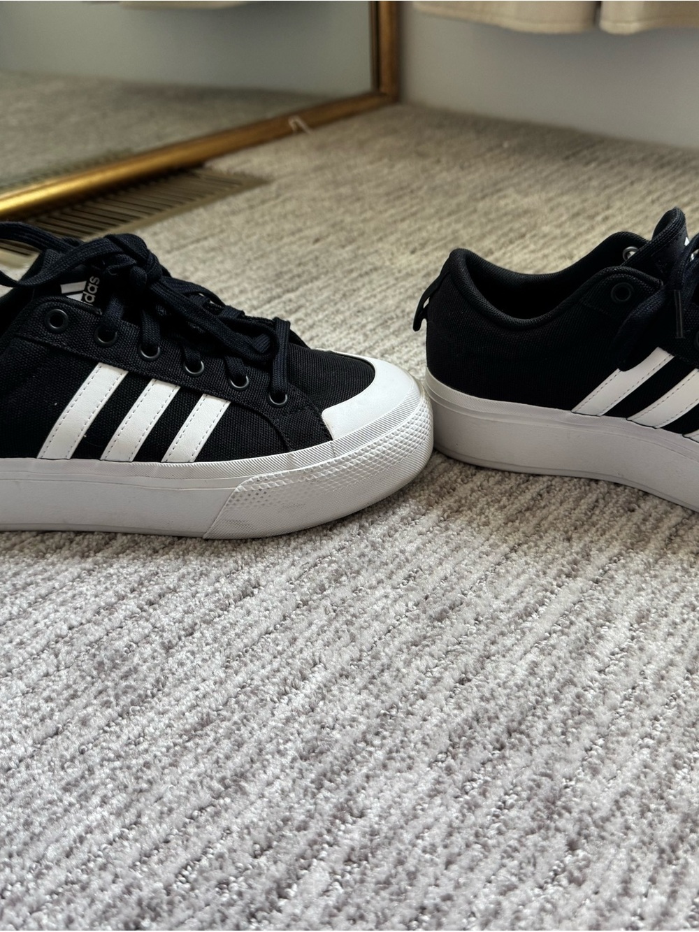 adidas Black and White Platform Lace-Up Sneakers - Picture 4 of 8